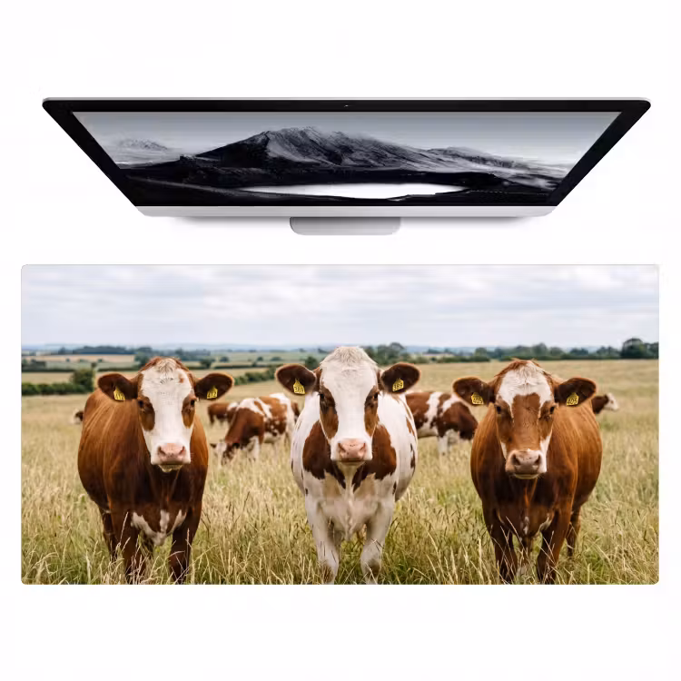 Koeien - Portret - Weide - Boerderij - Nieuwsgierig Muismat XXL klein -zzz3d