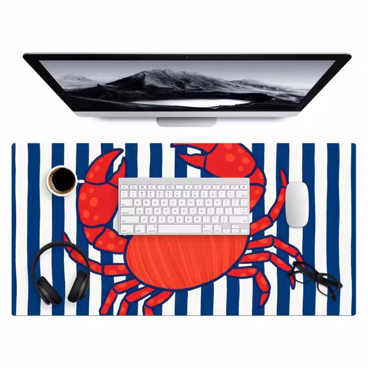 Krab - Strepen - Zeeleven - Illustratie - Rood Muismat XXL klein -3d