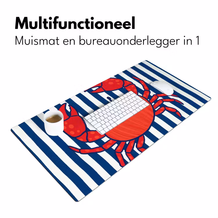 Krab - Strepen - Zeeleven - Illustratie - Rood Muismat XXL klein -sfeer4