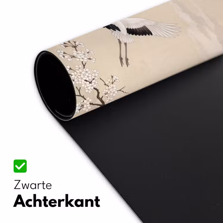 Kraanvogels - Bloesem - Beige Muismat XXL klein -sfeer2