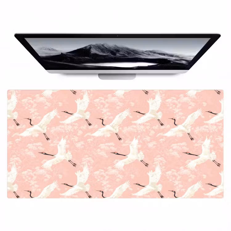 Kraanvogels - Bloesem - Roze Muismat XXL klein 681 -zzz3d
