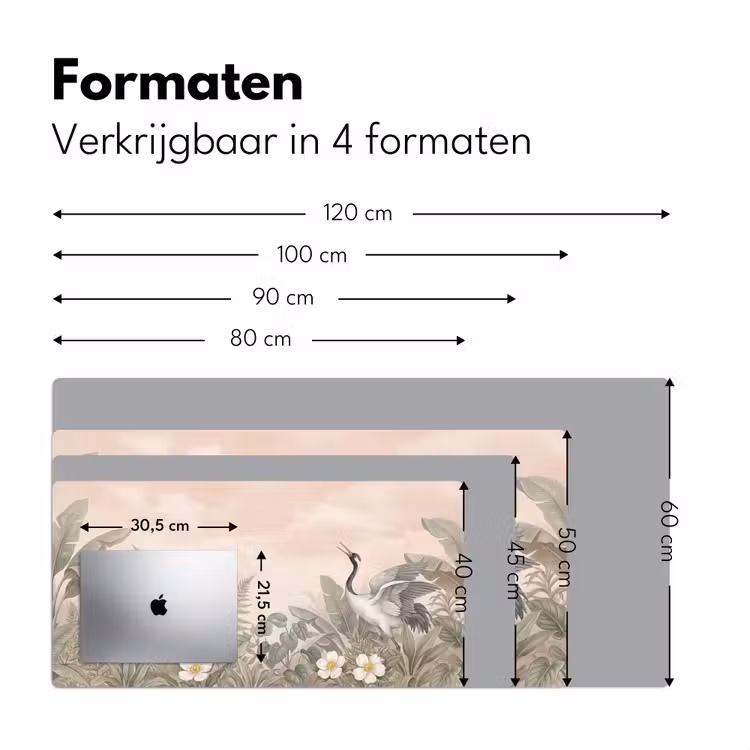 Kraanvogels - Natuur - Roze Muismat XXL klein -sfeer5