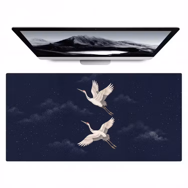 Kraanvogels - Nachthemel - Blauw Muismat XXL klein -zzz3d