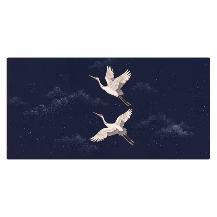 Kraanvogels - Nachthemel - Blauw Muismat XXL klein -3d_leeg