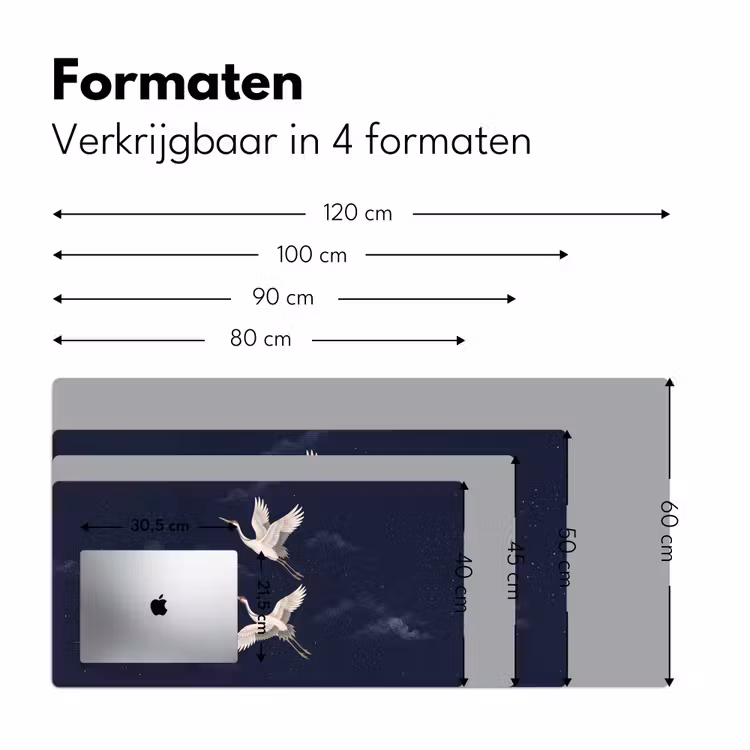Kraanvogels - Nachthemel - Blauw Muismat XXL klein -sfeer5