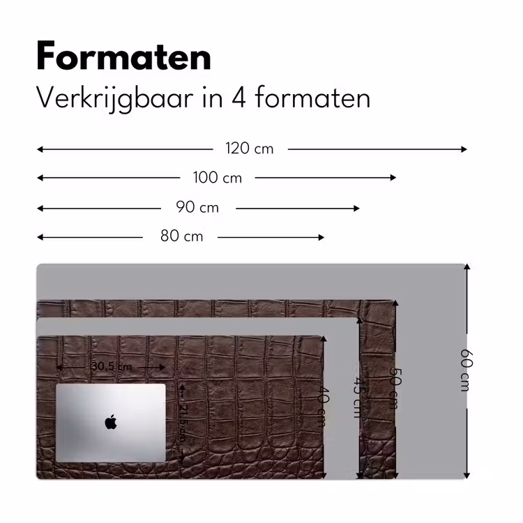 Krokodil - Leer - Bruin Muismat XXL klein -sfeer5