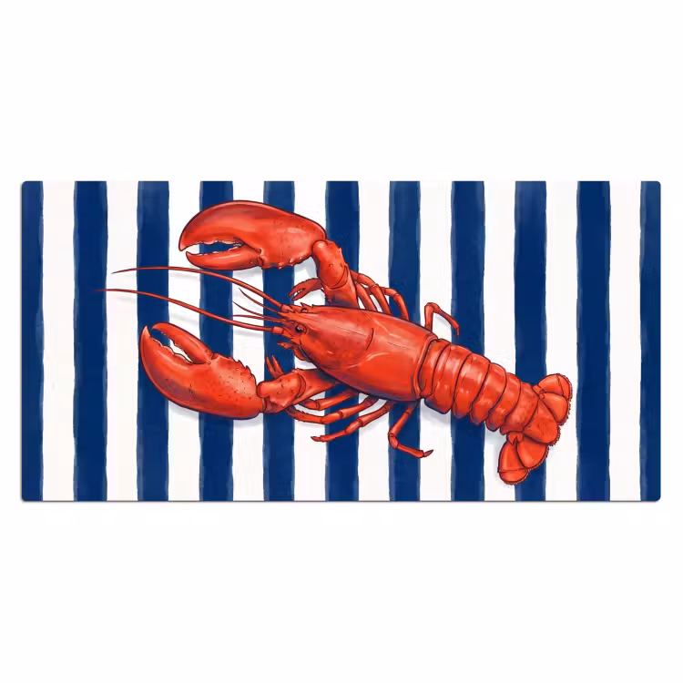 Schaaldier - Kreeft - Marine - Illustratie - Rood Muismat XXL klein -3d_leeg