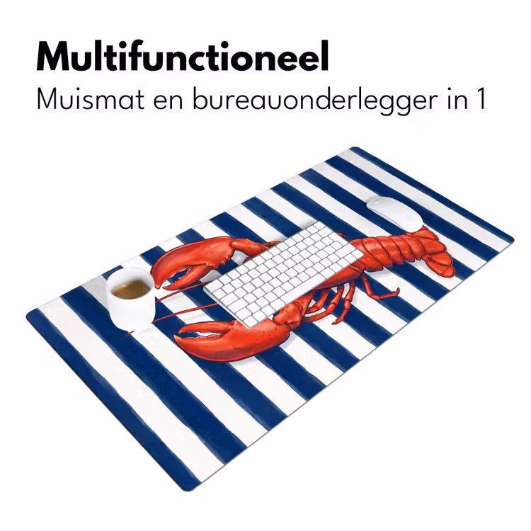 Schaaldier - Kreeft - Marine - Illustratie - Rood Muismat XXL klein -sfeer4