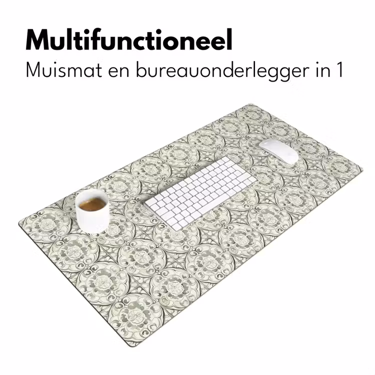 Krulornament - Tegel - Groen Muismat XXL klein 681 -sfeer4
