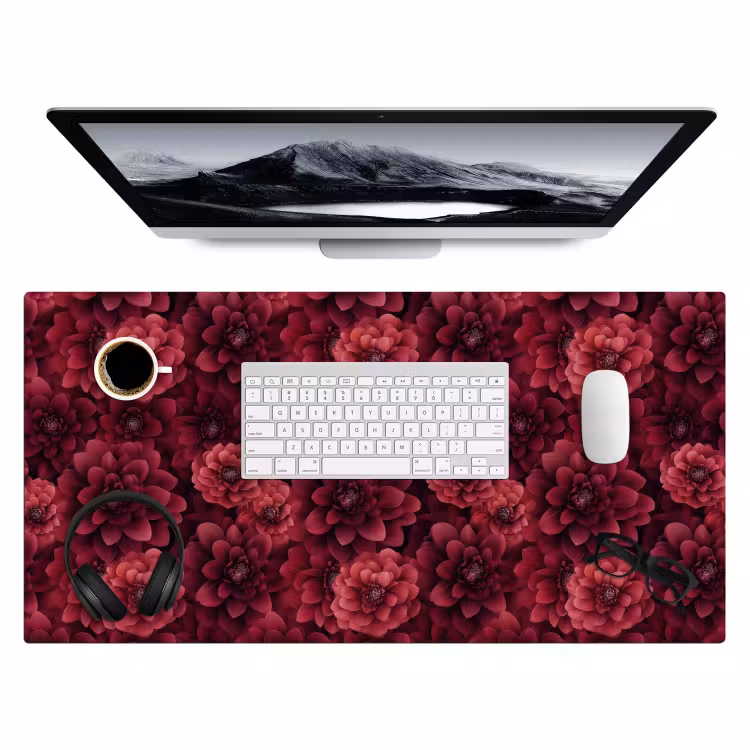 Dahlias - Bloemen - Rood Muismat XXL klein 681 -3d