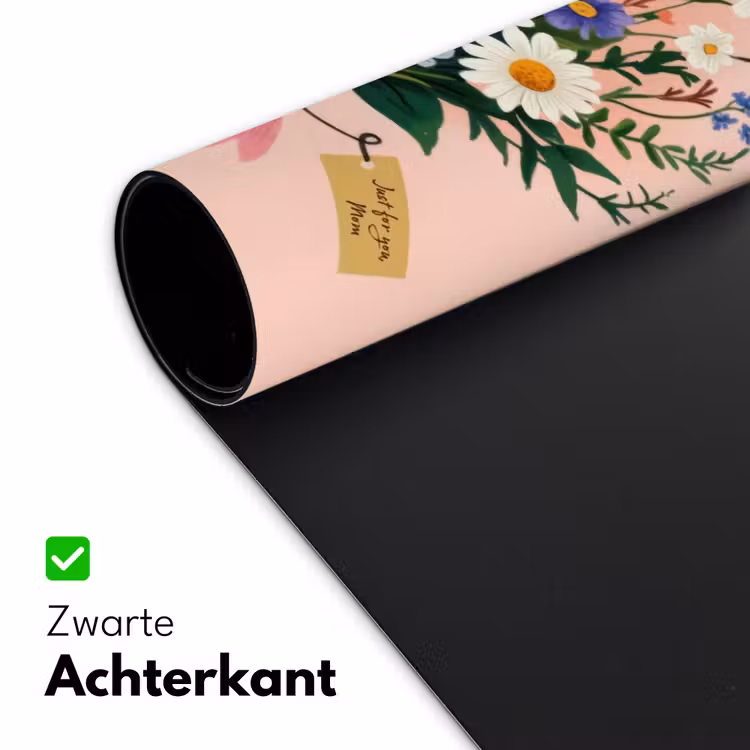 Margrieten - Boeket - Strikje - Roze Muismat XXL klein -sfeer2