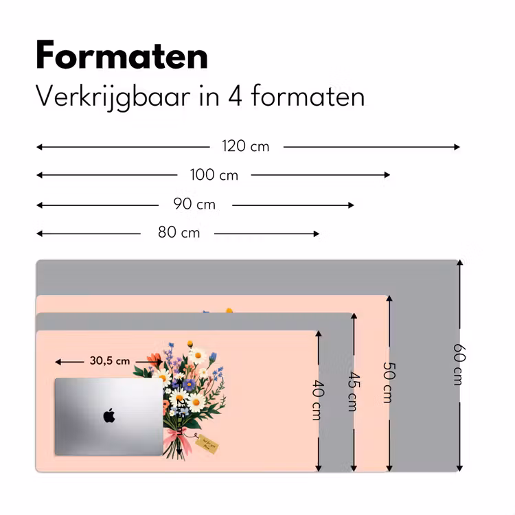 Margrieten - Boeket - Strikje - Roze Muismat XXL klein -sfeer5
