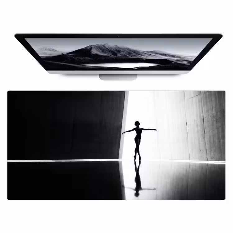 Danser - Silhouette - Kunst - Modern - Zwart-wit Muismat XXL klein -zzz3d