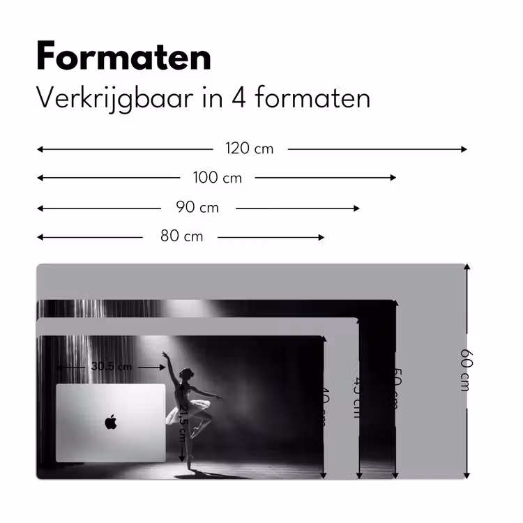 Danser - Podium - Zwart-wit - Kunst - Klassiek Muismat XXL klein -sfeer5