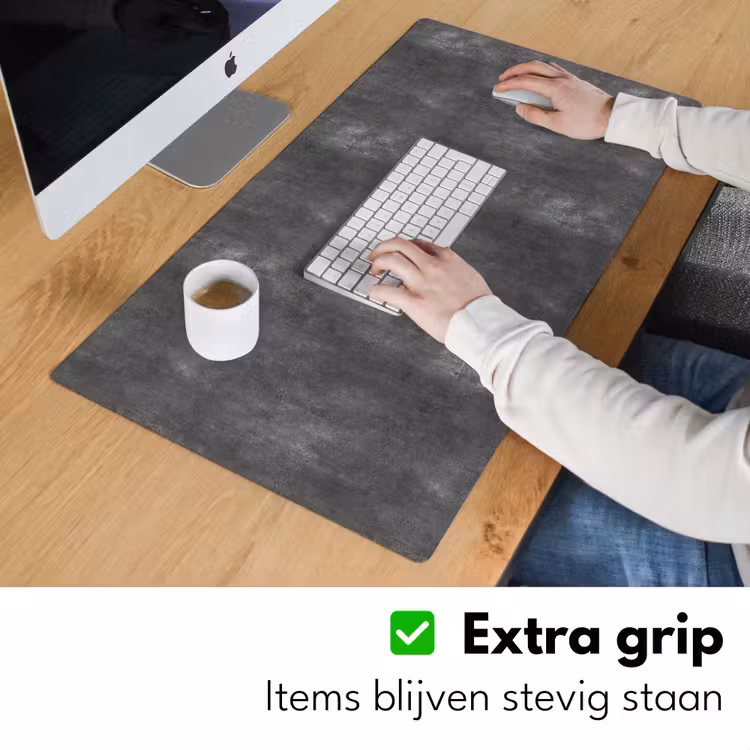 Donkergrijs - Ruw - Beton Muismat XXL klein 681 -sfeer3