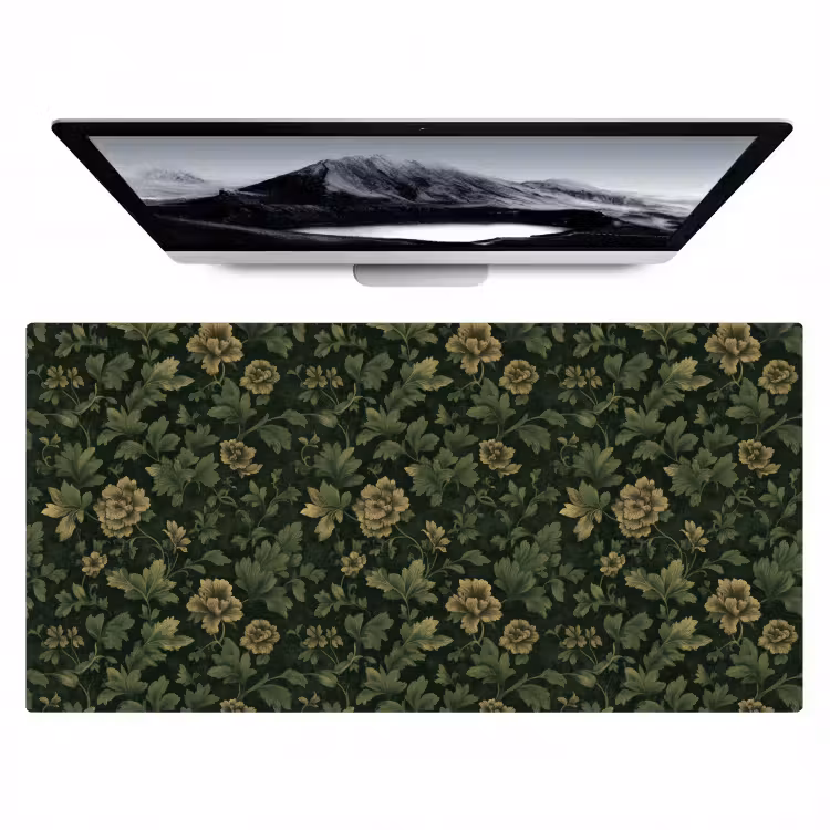 Donker - Groen - Goud - Botanisch Muismat XXL klein 681 -zzz3d