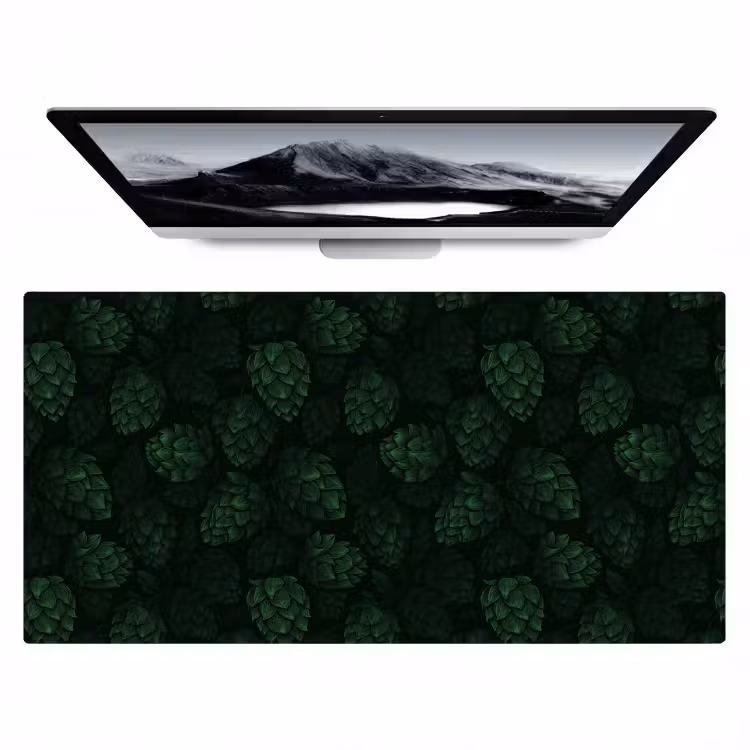 Donker - Groen - Hopbellen - Botanisch - Illustratie Muismat XXL klein 681 -zzz3d