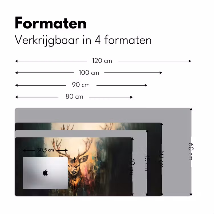 Hert - Geverfd - Gewei - Bruin Muismat XXL klein -sfeer5