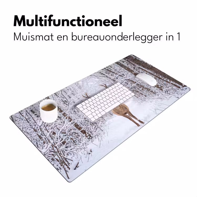 Hert - Winter - Bos - Natuur - Wit Muismat XXL klein -sfeer4