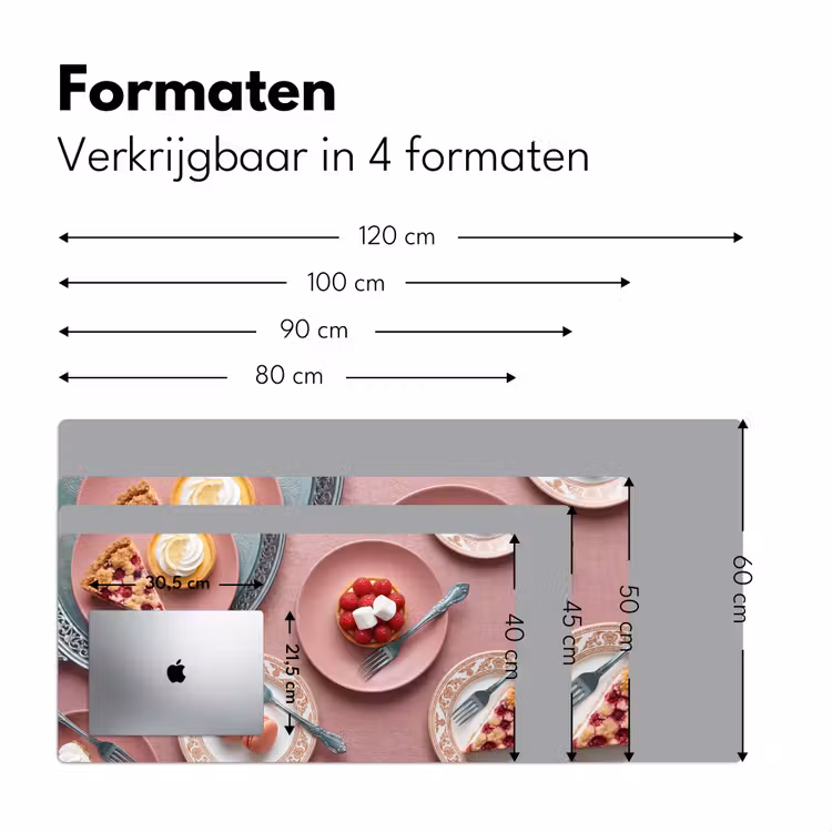 Dessert - Taart - Gebak - Zoet - Roze Muismat XXL klein -sfeer5
