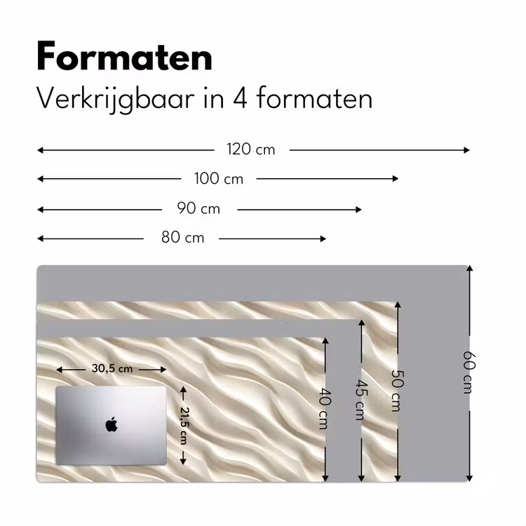 Diagonaal - Golven - Crème Muismat XXL klein 681 -sfeer5
