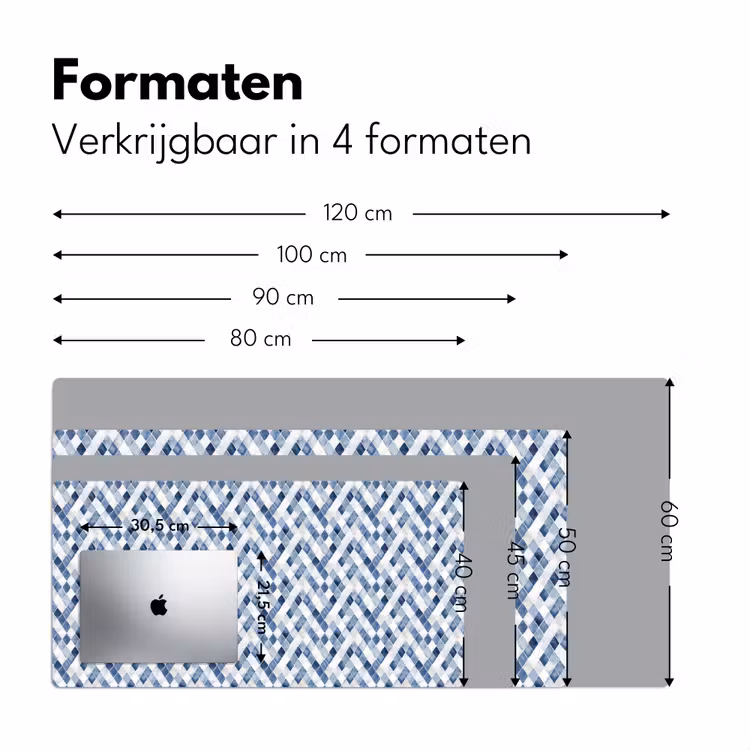 Diamant - Patroon - Blauw - Wit Muismat XXL klein 681 -sfeer5