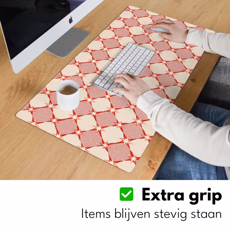 Ruiten - Sterren - Vintage - Oudroze - Rood Muismat XXL klein 681 -sfeer3