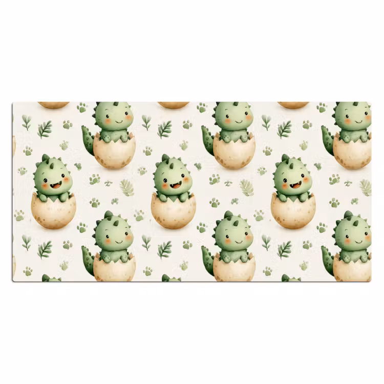 Dino - Eieren - Groen Muismat XXL klein 681 -3d_leeg