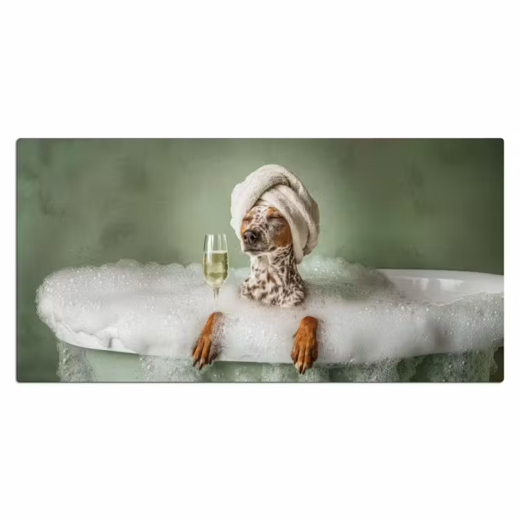 Hond - Bad - Champagne - Handdoek Muismat XXL klein -3d_leeg