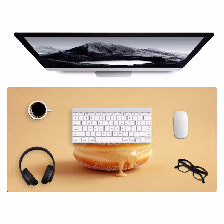Donut - Romig - Poedersuiker - Beige Muismat XXL klein -3d