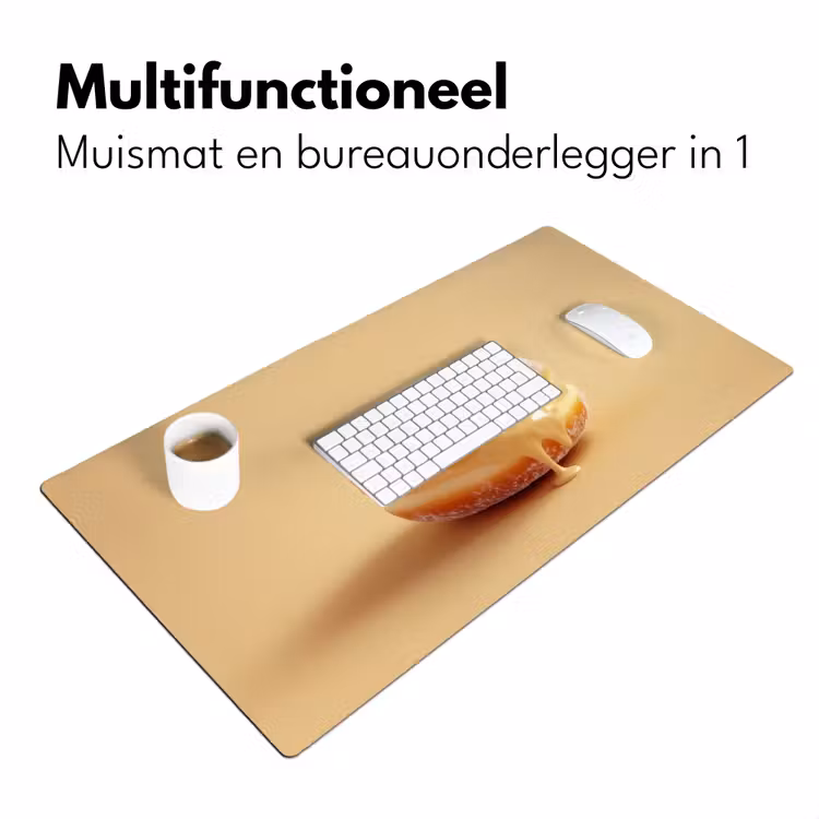 Donut - Romig - Poedersuiker - Beige Muismat XXL klein -sfeer4