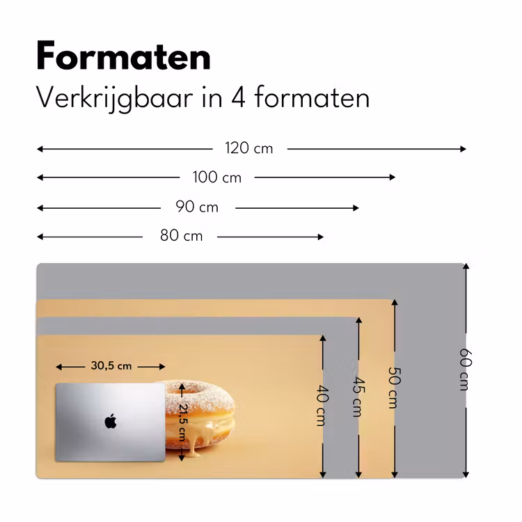 Donut - Romig - Poedersuiker - Beige Muismat XXL klein -sfeer5