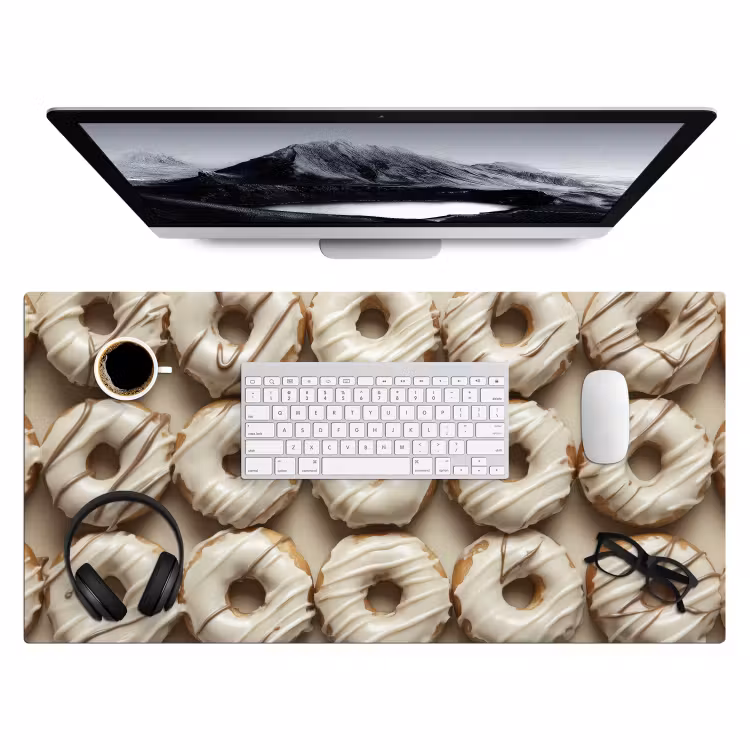 Donuts - Chocolade - Wit - Beige Muismat XXL klein -3d