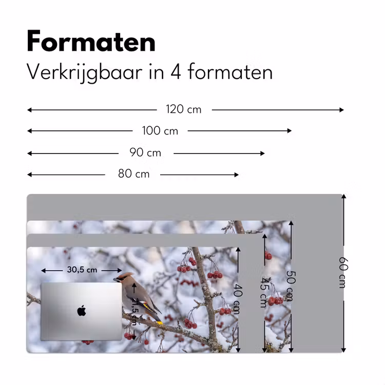 Pestvogel - Bessen - Winter - Natuur Muismat XXL klein -sfeer5