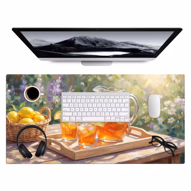 Drank - Citroen - Zomer - Tuin - Geel Muismat XXL klein -3d