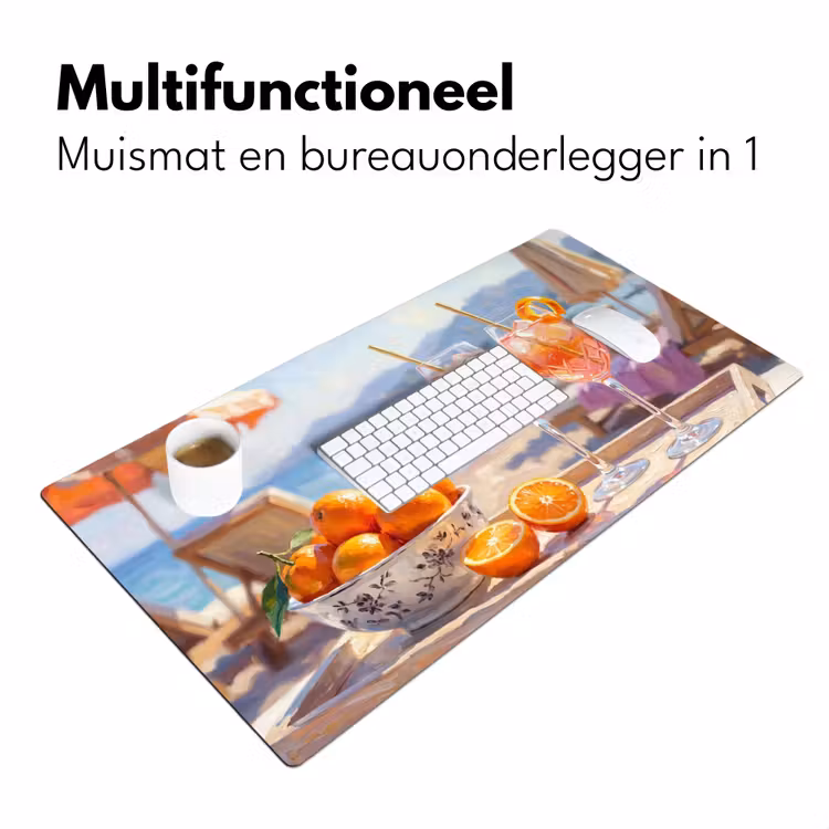 Drank - Glazen - Strand - Zomer - Oranje Muismat XXL klein -sfeer4