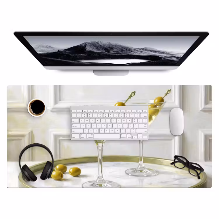 Drank - Martini - Olijven - Modern - Wit Muismat XXL klein -3d