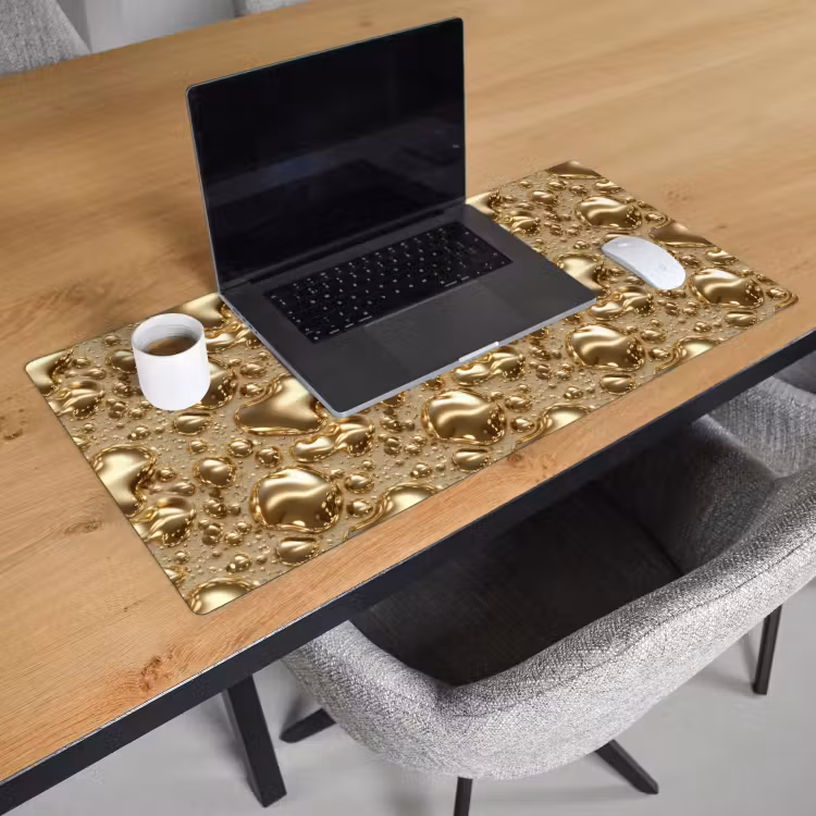 Druppels - Organisch - Goud Muismat XXL klein 681 -sfeer1