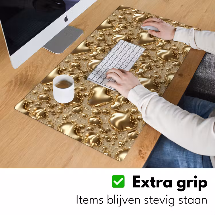 Druppels - Organisch - Goud Muismat XXL klein 681 -sfeer3