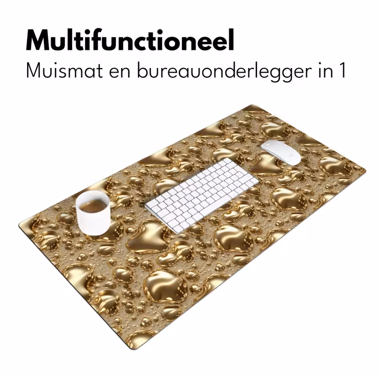Druppels - Organisch - Goud Muismat XXL klein 681 -sfeer4