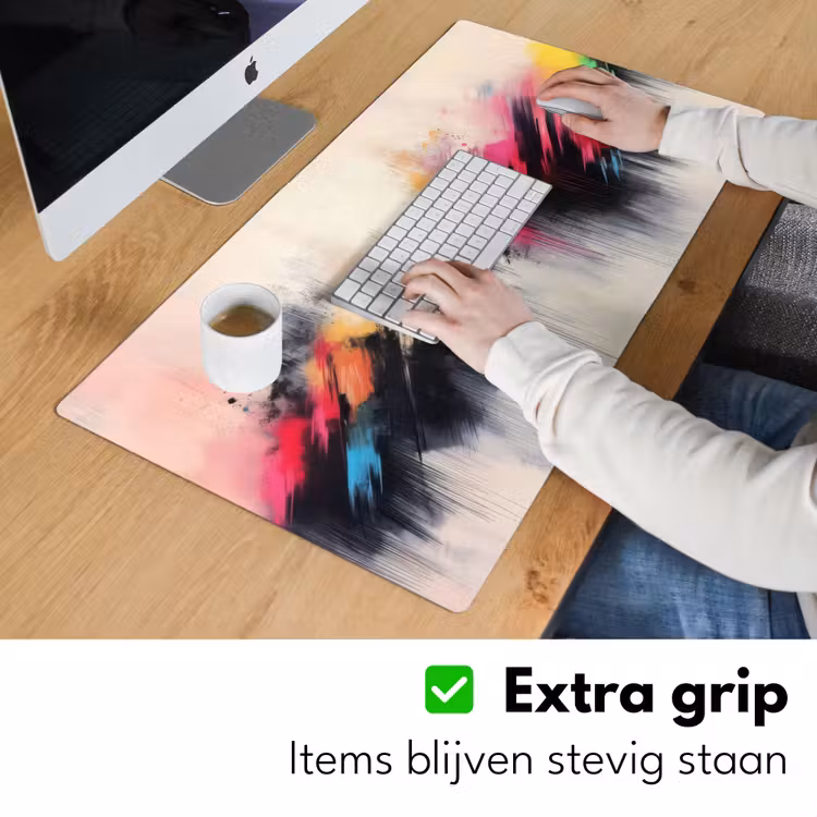 Dynamisch - Abstract - Kleurrijk - Zwart Muismat XXL klein -sfeer3