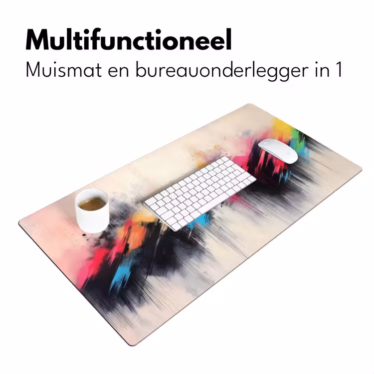 Dynamisch - Abstract - Kleurrijk - Zwart Muismat XXL klein -sfeer4