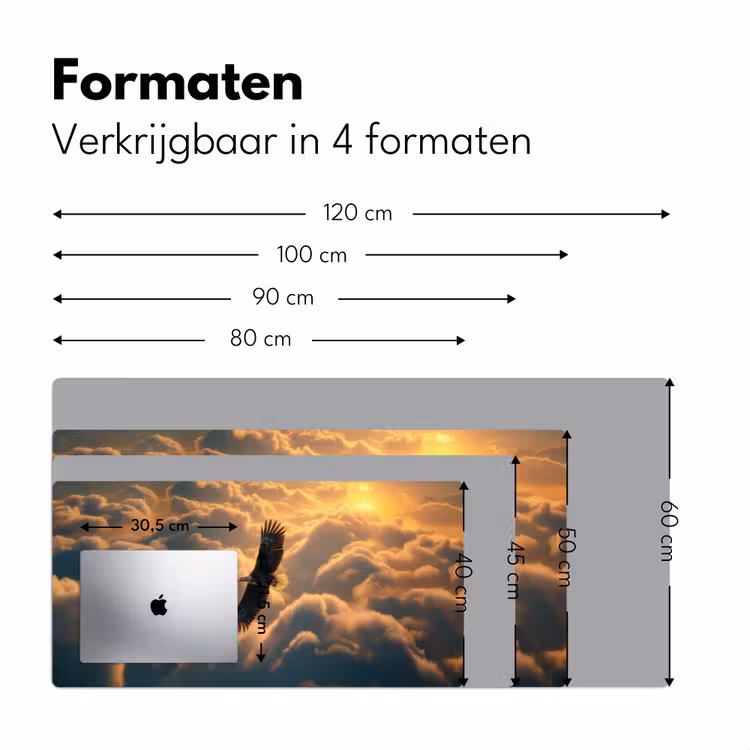 Adelaar - Wolken - Zon Muismat XXL klein -sfeer5
