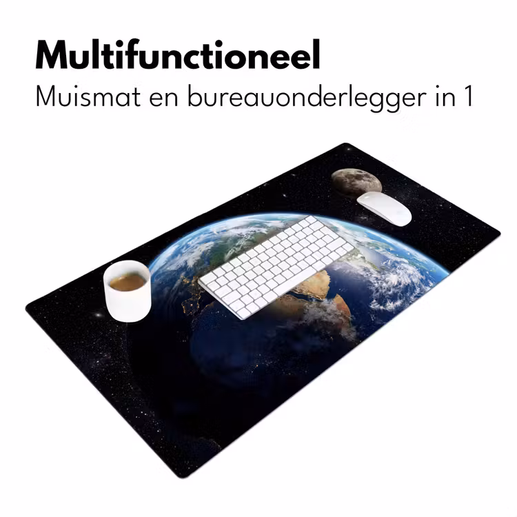 Aarde - Ruimte - Blauw - Groen Muismat XXL klein -sfeer4