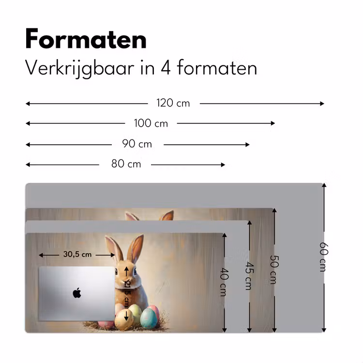 Paashaas - Pastel - Eieren Muismat XXL klein -sfeer5