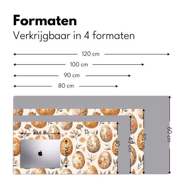 Paaseieren - Bruin - Bloemen Muismat XXL klein -sfeer5