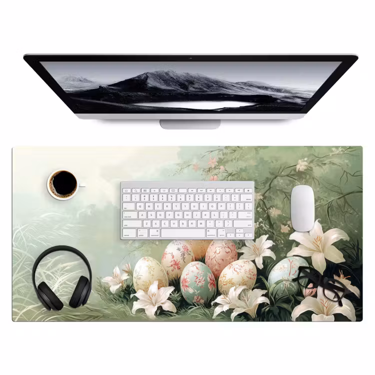 Paaseieren - Pasteltinten - Bloemen Muismat XXL klein -3d