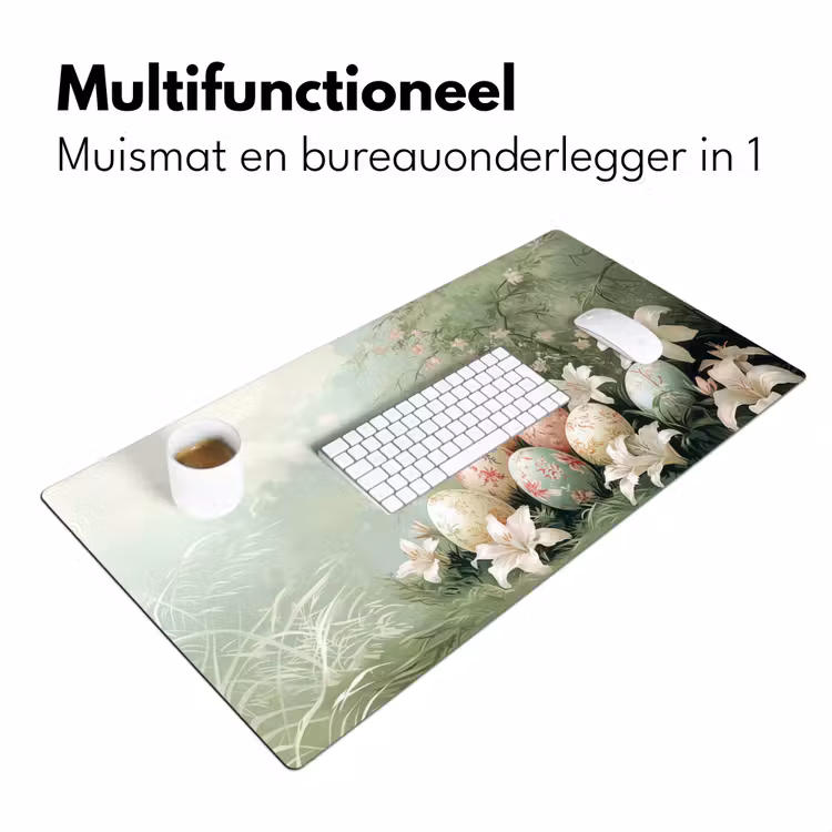 Paaseieren - Pasteltinten - Bloemen Muismat XXL klein -sfeer4