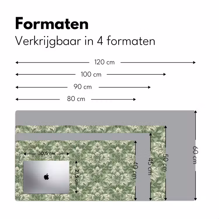 Sierlijk - Lichtgroen - Planten - Patroon - Getailleerd Muismat XXL klein 681 -sfeer5