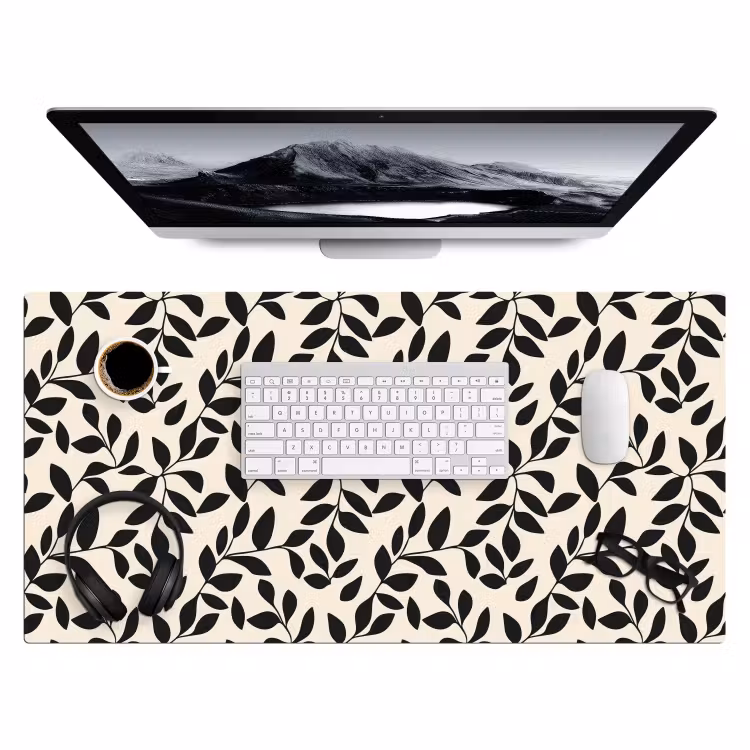 Elegant - Patroon - Zwart - Beige Muismat XXL klein 681 -3d